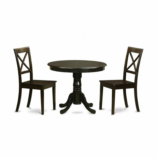 East West Furniture 3 Piece Kitchen Table Set-Drop Leaf Table Plus 4 Dining Chairs ANBO3-CAP-W